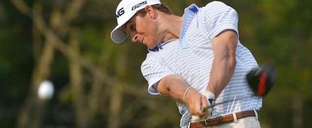 ALOTENANGO, GUATEMALA - MAR. 27, 2014: El estadounidense William Kropp hizo 65 (-7) en la primera ronda del Stella Artois Open en el campo Fuego Maya en La Reunión Golf Resort. Enrique Berardi/PGA TOUR