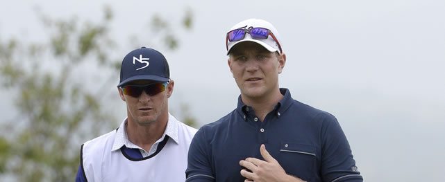 ANTIGUA, GUATEMALA - MAY 21: Linus Gillgren of Sweden lines up a putt on the 14th hole green during the PGA TOUR Latinoamérica first round of the Guatemala Stella Artois Open at La Reunion Golf Resort - Fuego Maya on May 21, 2015 in Antigua, Guatemala. (Enrique Berardi/PGA TOUR)