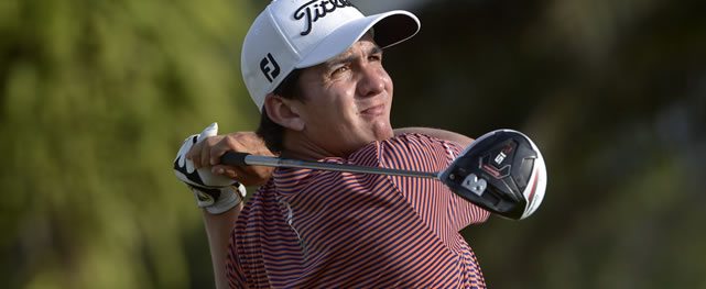 ELA, HONDURAS - MAYO 20, 2015: El venezolano Felipe Velázquez pega su golpe de salida en el hoyo 18 durante la tercera ronda del Honduras Open presented by Indura Golf and Beach Resort en Tela, Honduras. (Enrique Berardi/PGA TOUR)