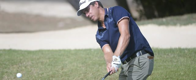 LA ROMANA, DOMINICAN REPUBLIC - JUNE 06: Rodolfo Cazaubon of Mexico chips onto the 15th hole green during the PGA TOUR Latinoamerica third round of the Dominican Republic Open at Teeth of the Dog Casa de Campo on June 6, 2015 in La Romana, Dominican Republic. (Enrique Berardi/PGA TOUR)