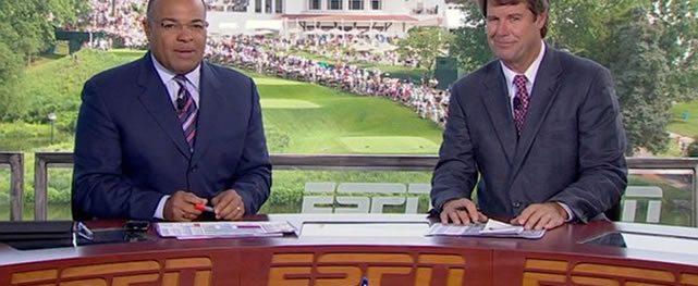 Mike Tirico y Paul Azinger de ESPN (cortesía golfweek.com)