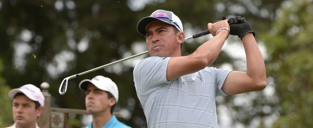 BOGOTA, COLOMBIA - SEPTEMBER 18: Jaime Clavijo of Colombia tee off on the first hole during the second round of the PGA TOUR Latinoamerica Volvo Colombian Classic presentado por Arturo Calle at Club Campestre El Rancho on September 18, 2015 in Bogota, Colombia. (Enrique Berardi/PGA TOUR)