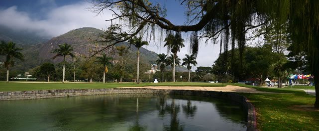 RIO DE JANEIRO, BRAZIL - SEPTEMBER 22: A course scenic view of the 18th hole during practice for the Aberto do Brasil presented by Credit Suisse Hedging Griffo at Itanhangá Golf Club on September 23, 2015 in Rio de Janeiro, Brazil. (Enrique Berardi/PGA TOUR)