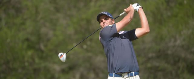 QUITO, ECUADOR - SEP. 12, 2015 - Ricardo Celia de Colombia en acción durante la tercera ronda del All you need is Ecuador Open este viernes en el Quito Tenis y Golf Club en Quito, Ecuador. (Enrique Berardi/PGA TOUR)