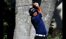 Hideki Matsuyama of Japan plays his shot from the eighth tee (cortesía PGA Tour/ Steve Dykes)