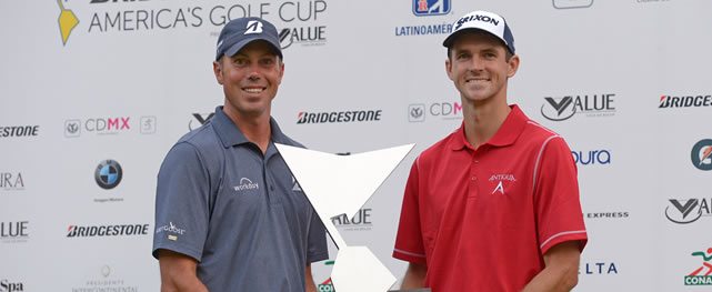 Matt Kuchar y Justin Hueber (equipo de USA), campeones de la segunda edición de la Bridgestone America´s Golf Cup presentado por Value / Gentileza: Enrique Berardi/PGA TOUR