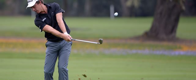 LIMA, PERU - NOVEMBER 18: Rodolfo Cazaubon of Mexico hits from the first hole fairway during practice for the PGA TOUR Latinoamerica Lexus Peru Open Presentado por Scotiabank at Los Inkas Golf Club on November 18, 2015 in Lima, Peru. (Enrique Berardi/PGA TOUR)