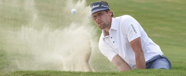 RIO HATO, PANAMA - MARCH 19: Derek Rende of the U.S chips onto the 17th hole green during the third round of the PGA TOUR Latinoamerica Lexus Panama Classic at Buenaventura Golf Club on March 19, 2016 in Rio Hato, Panama (Enrique Berardi/PGA TOUR)