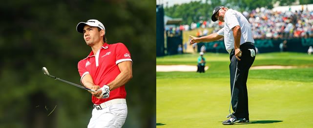 Camilo Villegas y Ángel Cabrera en la recta final para obtener su tarjeta completa (cortesía bestofpicture.com y USGA)