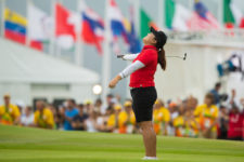 Inbee Park de Corea del Sur celebra su victoria (cortesía Tristan Jones/IGF)