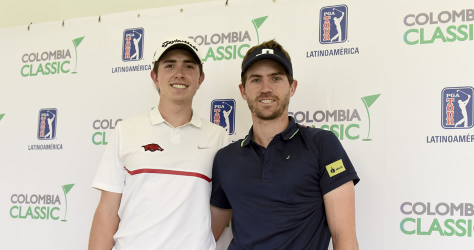 CALI, COLOMBIA - OCT. 28, 2016: De izquierda a derecha, los hermanos Nicolás y Andrés Echavarría pasaron por la zona de entrevistas tras completar la segunda ronda del Colombia Classic este viernes por la mañana en el Club Campestre de Cali. (Enrique Berardi/PGA TOUR)