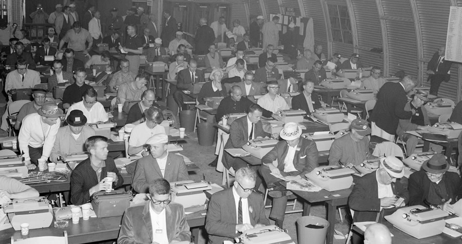 Periodistas en el Media Center Masters (cortesía Golf Digest)