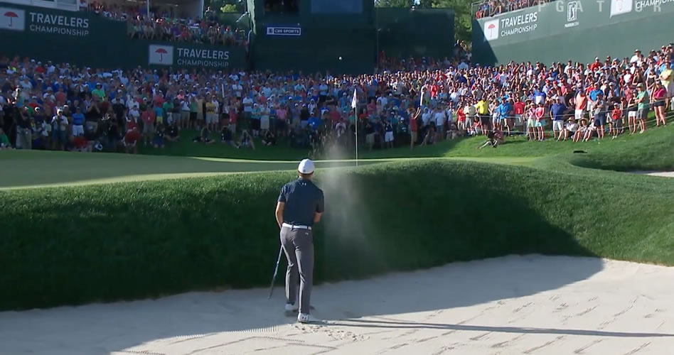 Salida de búnker de Jordan Spieth para ganar el Travelers Championship