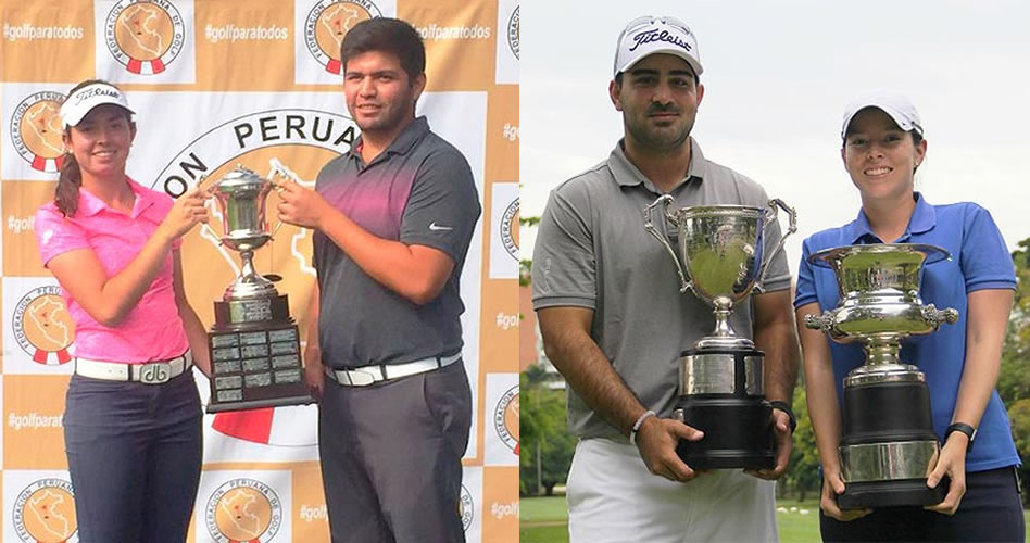Izq. a der. Micaela Farah y José Luis Muñoz, campeones nacionales en Perú; Esteban Restrepo y Silvia Garcés, ganadores en Colombia