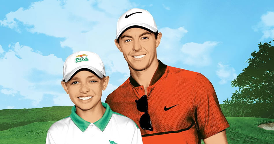 Traden Karch con Rory McIlroy (cortesía Golf Digest)