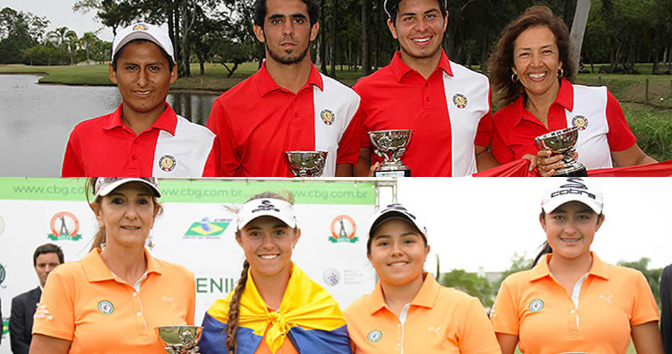 El equipo de Perú, ganador el año anterior en el Sudamericano Juvenil y las damas colombianas, ganadoras en Brasil